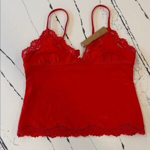 NWT Skims Fits Everybody Lace Triangle Red Cami Tank Top in Medium Cayenne